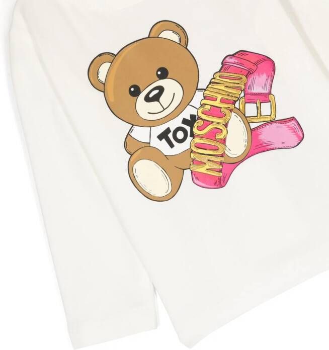 Moschino Kids Sweater met teddybeerprint Wit