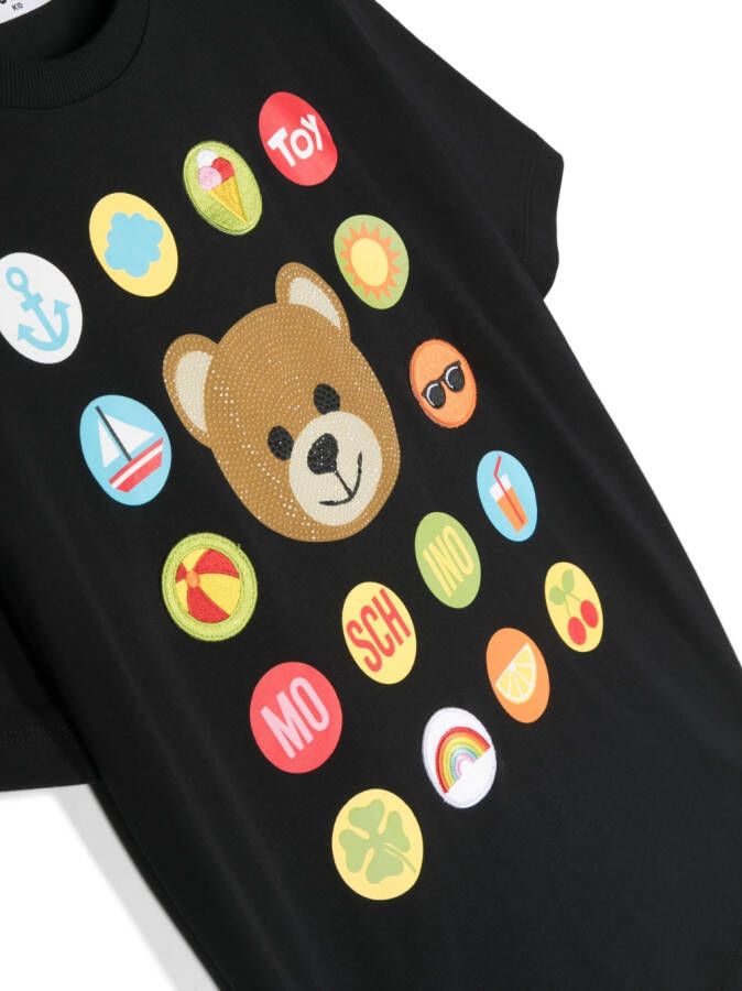 Moschino Kids T-shirt met teddybeer-patroon Zwart