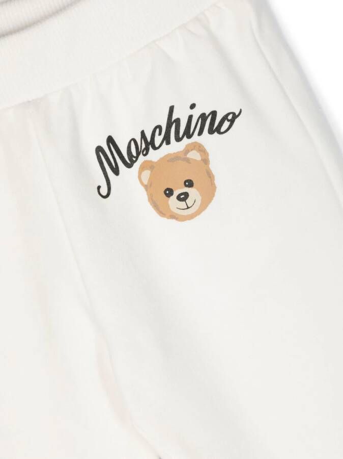 Moschino Kids Trainingsbroek met logoprint Wit