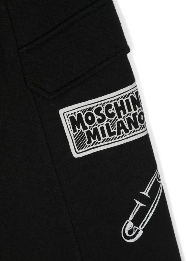 Moschino Kids Trainingsbroek met logoprint Zwart