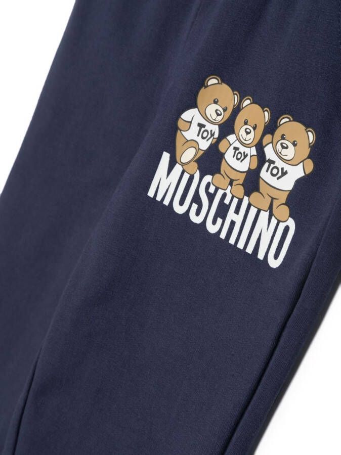 Moschino Kids Trainingsbroek met teddybeerprint Blauw