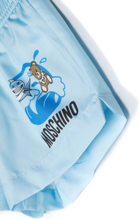 Moschino Kids Trainingsshorts met logoprint Blauw