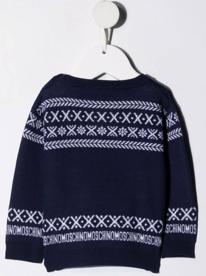 Moschino Kids Trui met teddybeerprint Blauw
