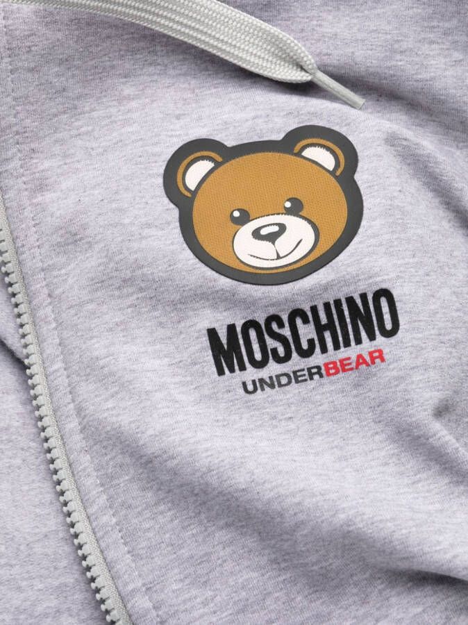 Moschino Leo Teddy hoodie met rits Grijs