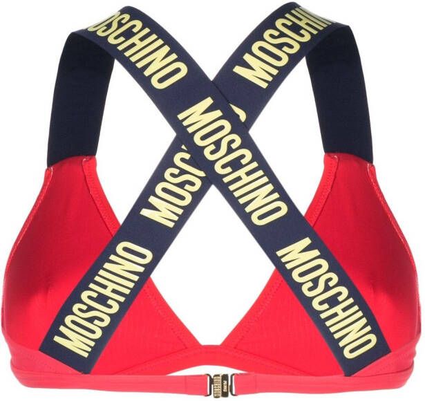 Moschino Bikinitop met logo reliëf Roze