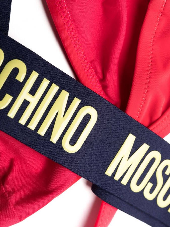 Moschino Bikinitop met logo reliëf Roze