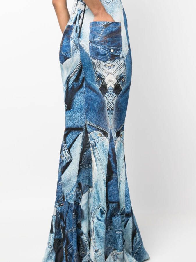 MOSCHINO JEANS Maxi-jurk met halternek Blauw