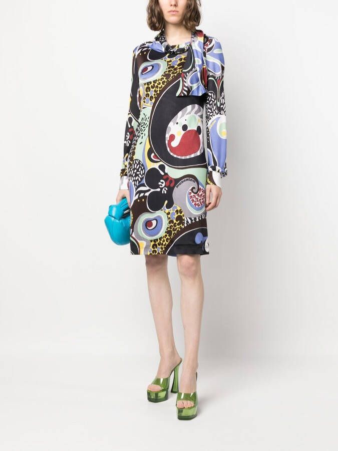 Moschino Midi-jurk met abstracte print Zwart
