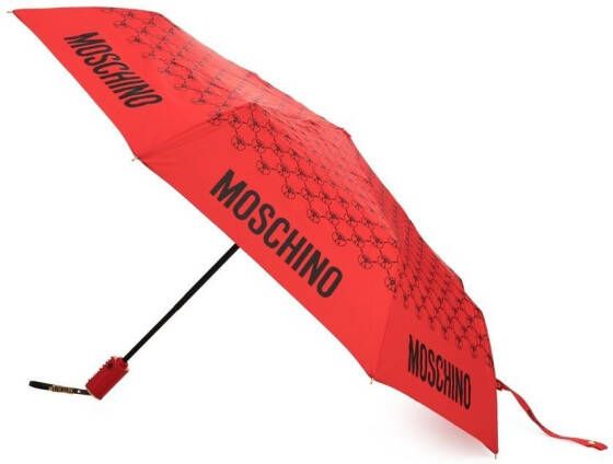 Moschino Paraplu met monogramprint Rood