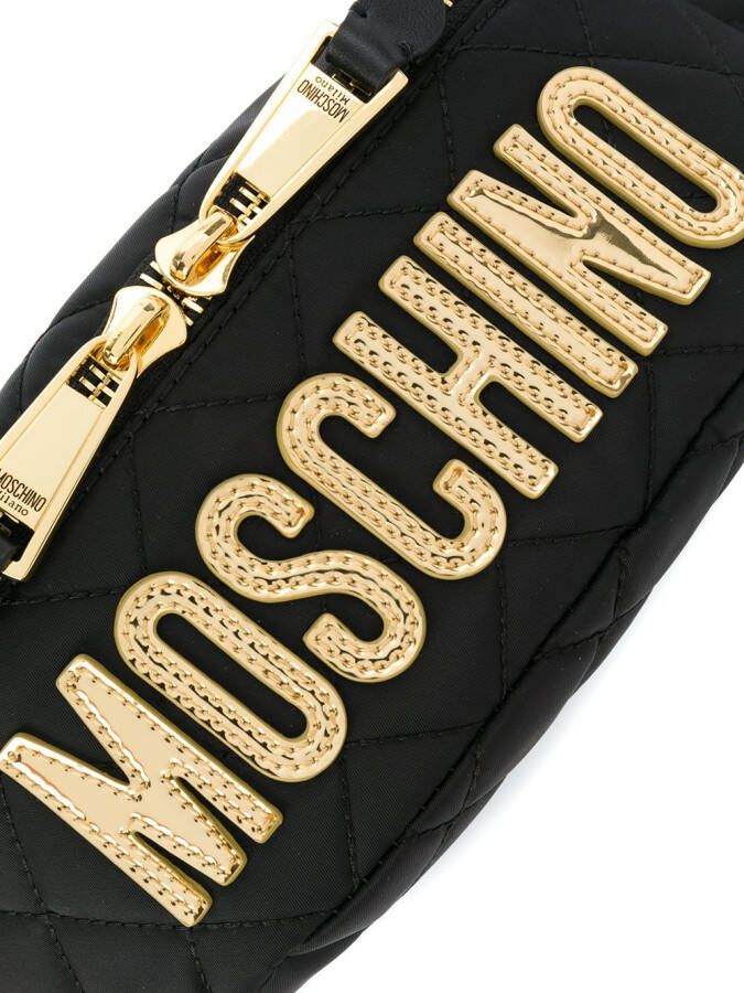 Moschino nylon logo patch belt bag Zwart