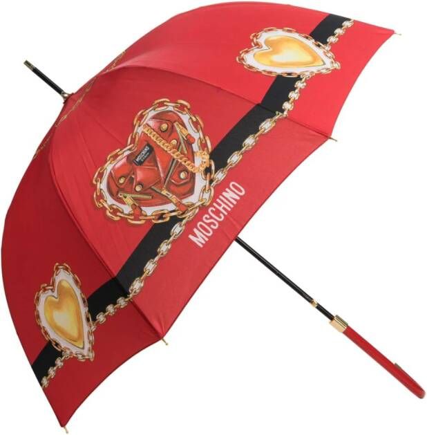 Moschino Paraplu met hartprint Rood