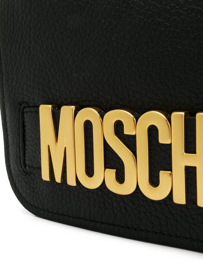 Moschino Schoudertas met logoplakkaat Zwart