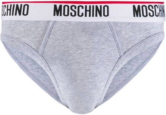 Moschino Set van twee slips met logoband Grijs