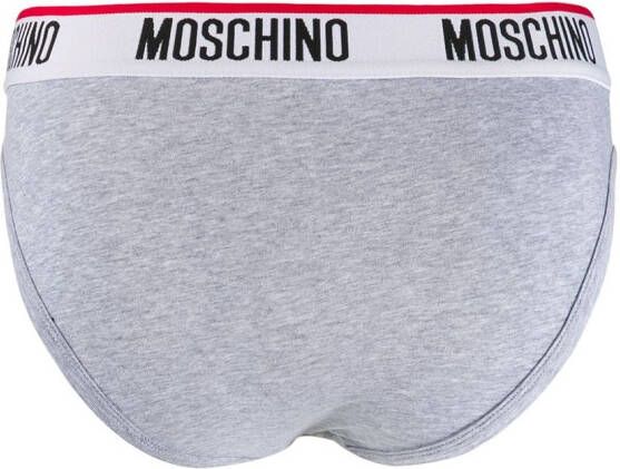 Moschino Set van twee slips met logoband Grijs