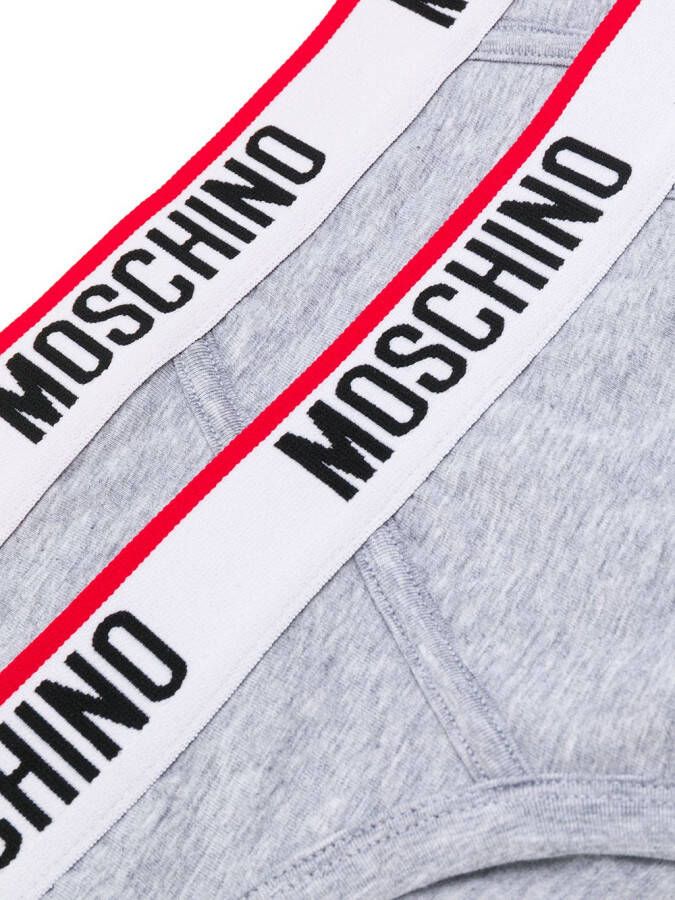 Moschino Set van twee slips met logoband Grijs