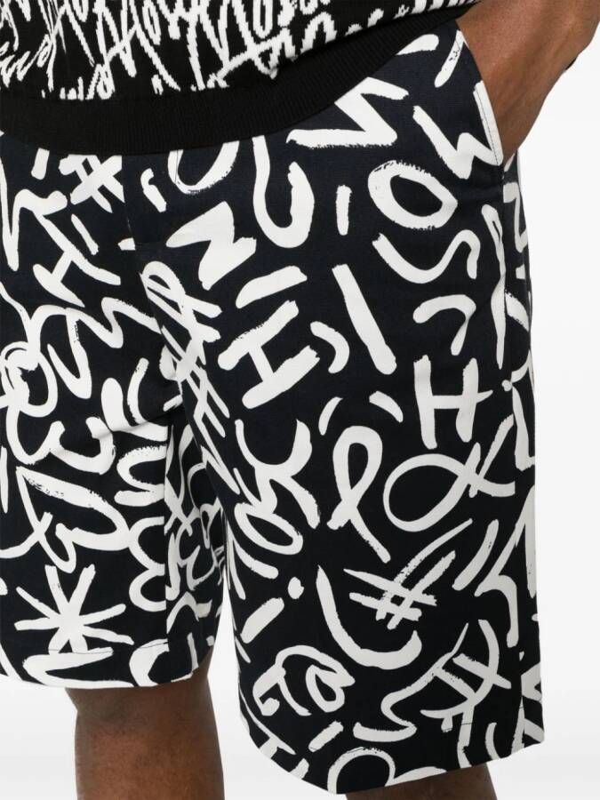 Moschino Shorts met monogramprint Zwart