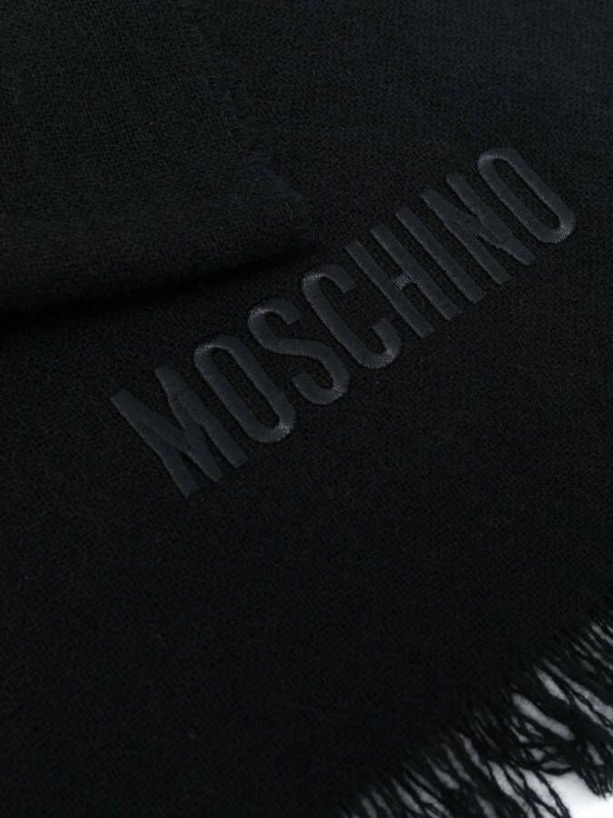 Moschino Sjaal met geborduurd logo Zwart