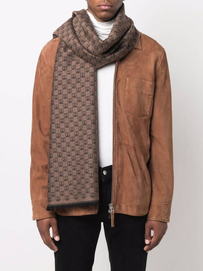 Moschino Sjaal met logoprint Bruin