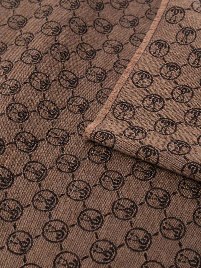 Moschino Sjaal met logoprint Bruin