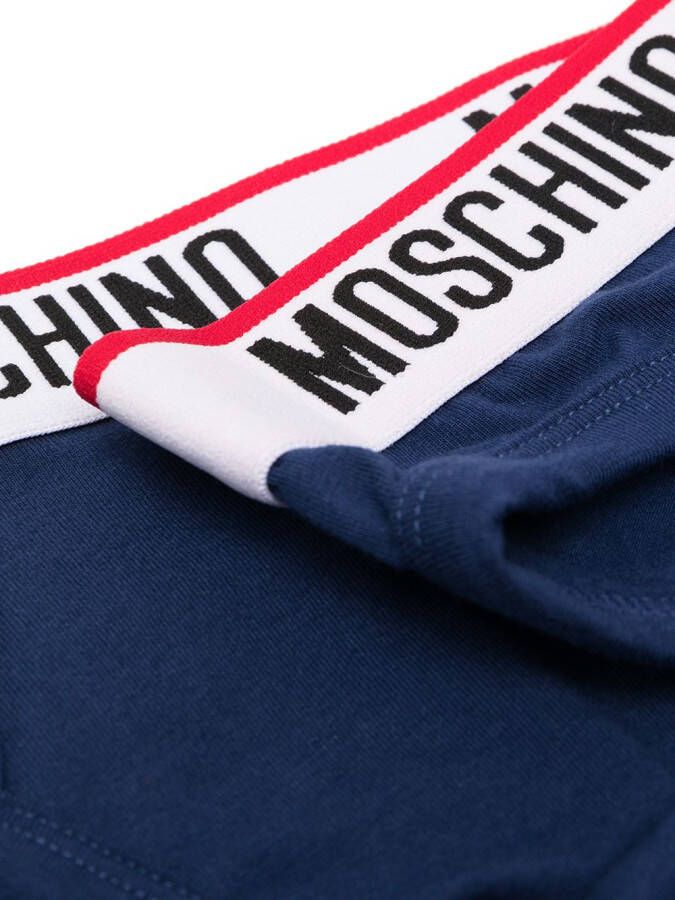 Moschino Slip met logo tailleband Blauw