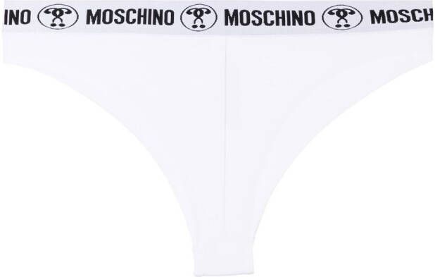 Moschino Slip met logo tailleband Wit