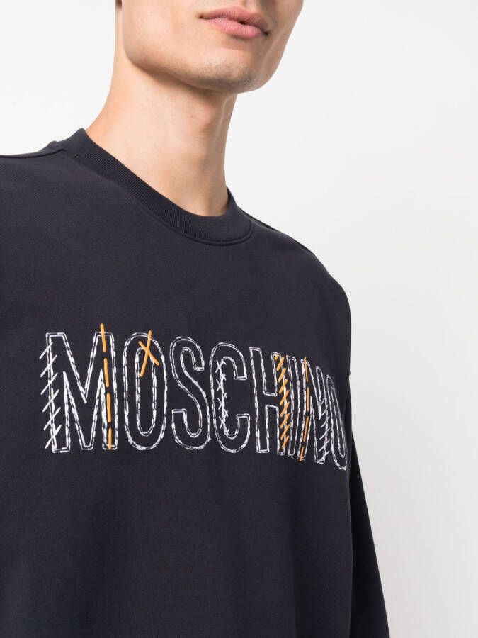 Moschino Sweater met geborduurd logo Blauw