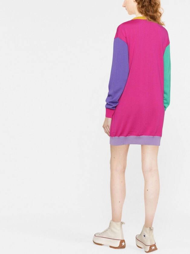 Moschino Sweaterjurk met intarsia logo Roze