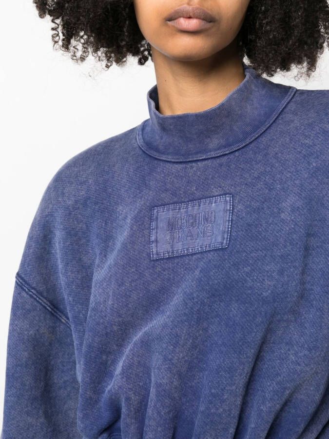 MOSCHINO JEANS Sweaterjurk met logopatch Blauw