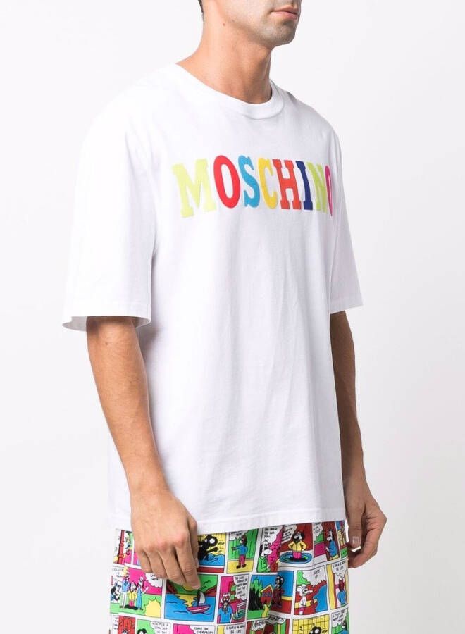 Moschino T-shirt met colourblocking en logo Wit