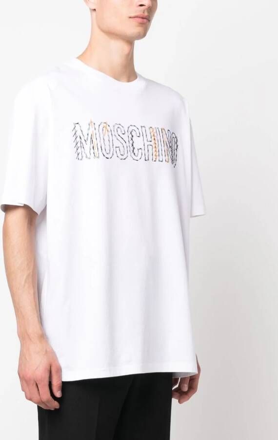 Moschino T-shirt met geborduurd logo Wit