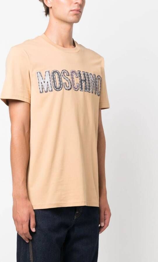Moschino T-shirt met logopatch Beige