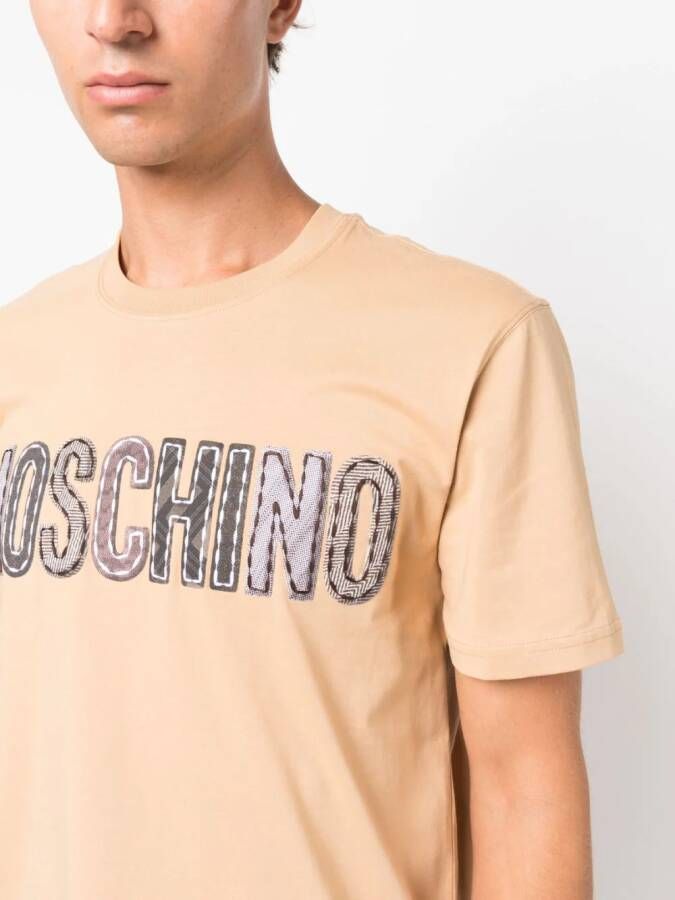 Moschino T-shirt met logopatch Beige