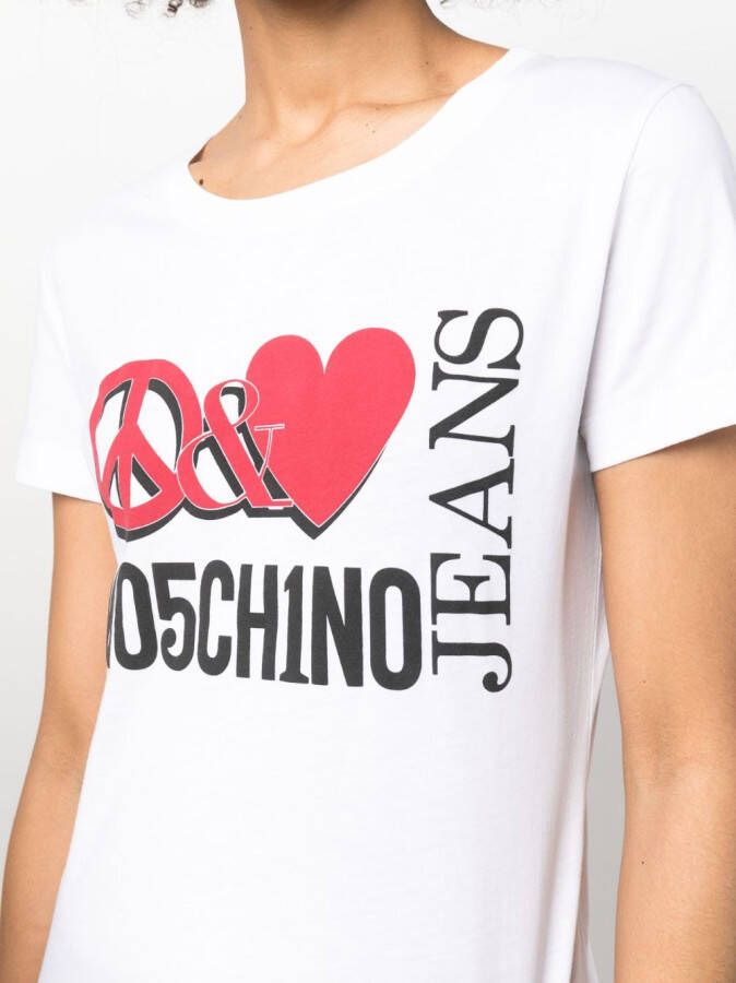 MOSCHINO JEANS T-shirt met logoprint Wit