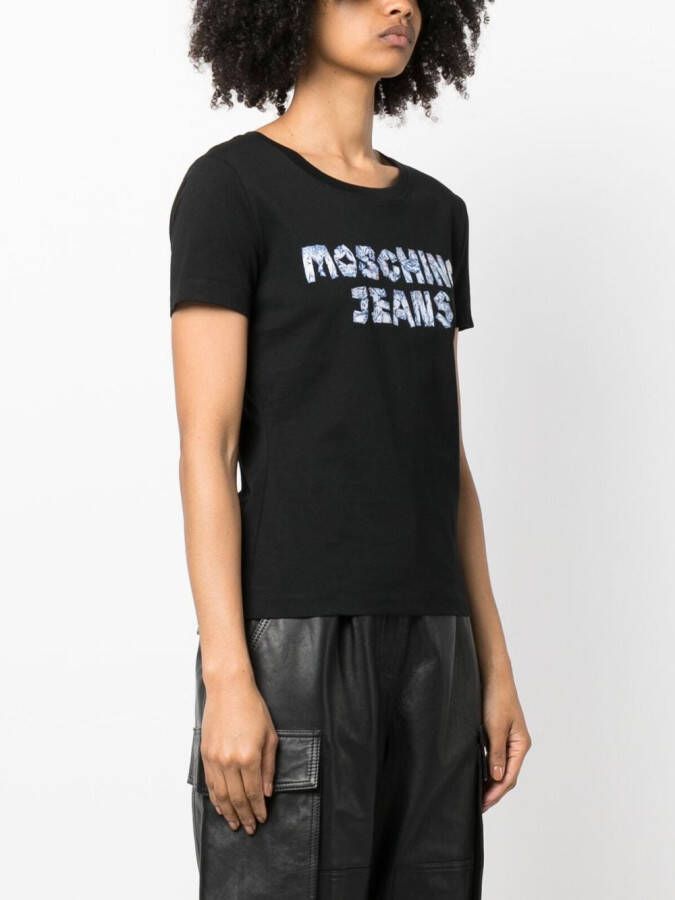 Moschino T-shirt met logoprint Zwart