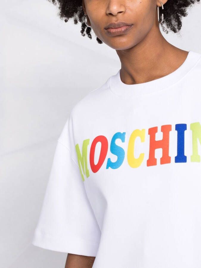 Moschino T-shirtjurk met logoprint Wit