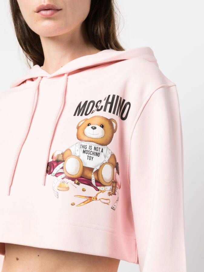 Moschino Cropped hoodie Roze