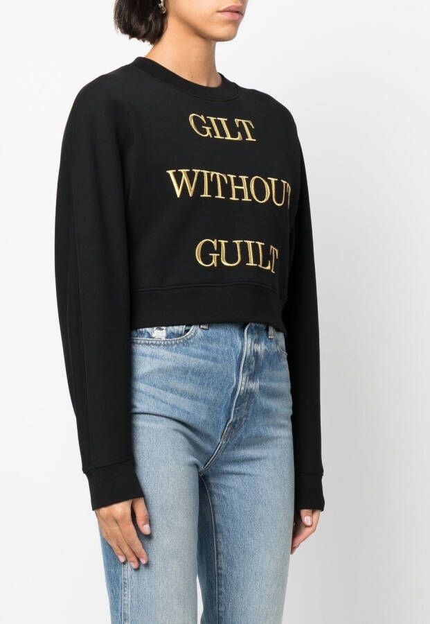 Moschino Trui met geborduurde tekst Zwart