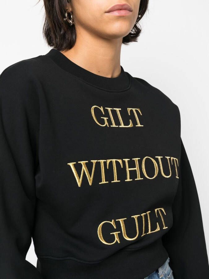 Moschino Trui met geborduurde tekst Zwart