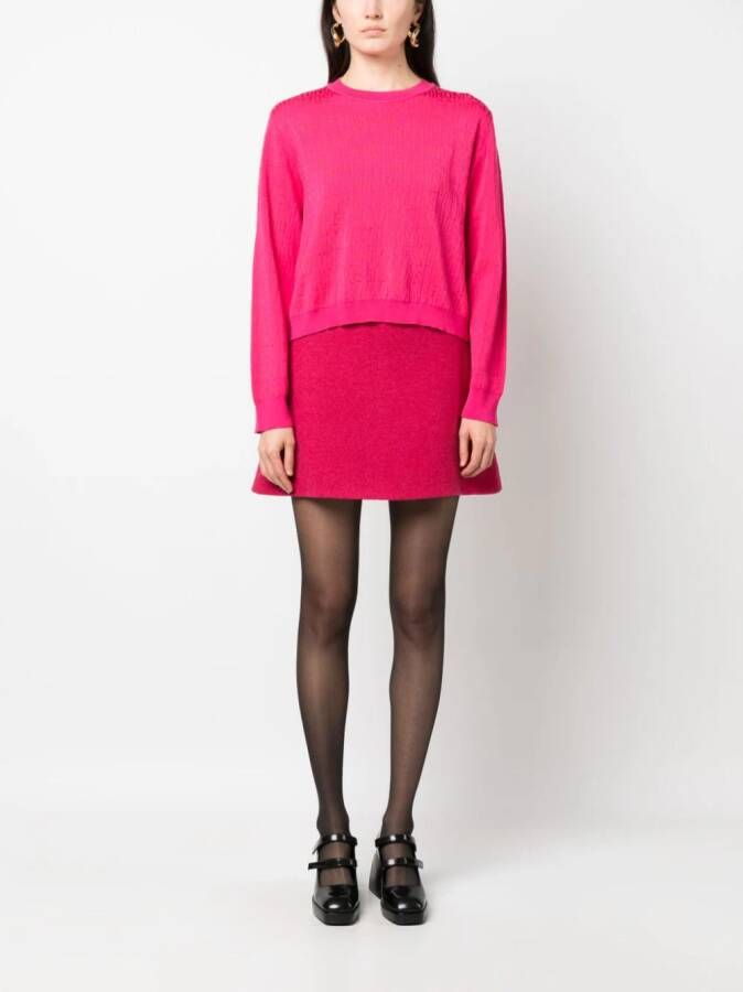 Moschino Trui met logo jacquard Roze