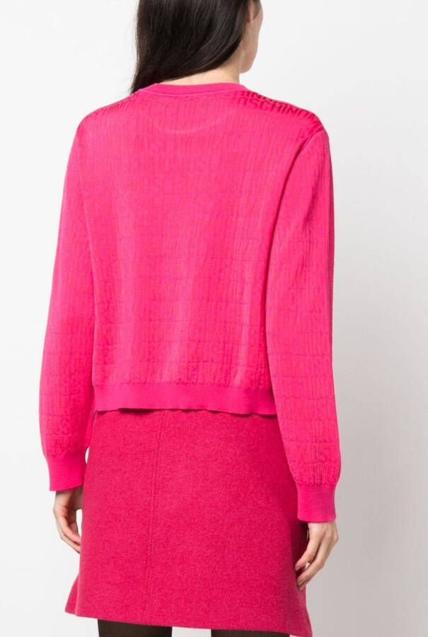 Moschino Trui met logo jacquard Roze