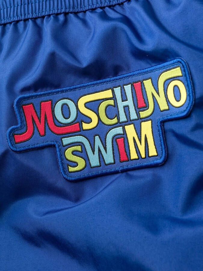 Moschino Zwembroek met logopatch Blauw