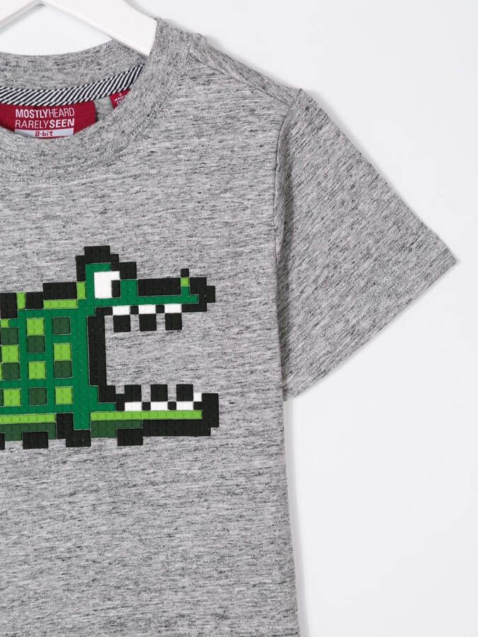 Mostly Heard Rarely Seen 8-Bit pixel croc bedrukt T-shirt Grijs