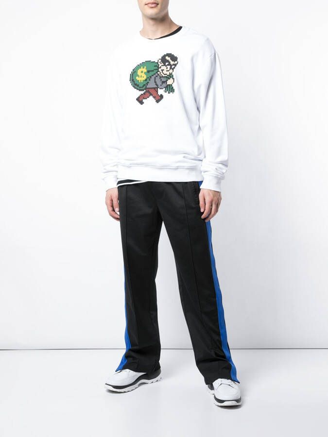 Mostly Heard Rarely Seen 8-Bit sweater met dievenprint Wit
