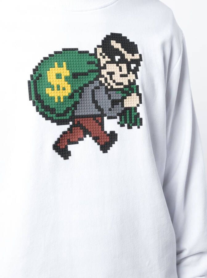 Mostly Heard Rarely Seen 8-Bit sweater met dievenprint Wit