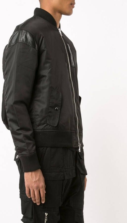 Mostly Heard Rarely Seen leather detailing bomber jacket Zwart