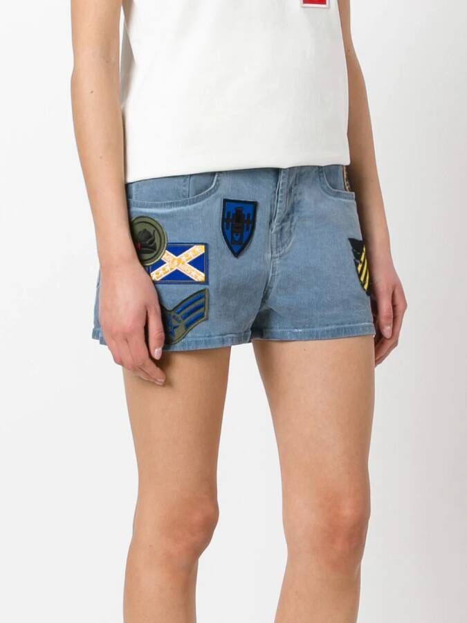 Mr & Mrs Italy patched denim shorts Blauw