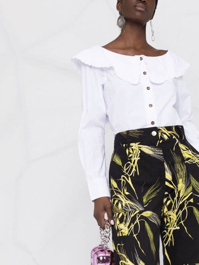 MSGM Broek met bladerprint Zwart