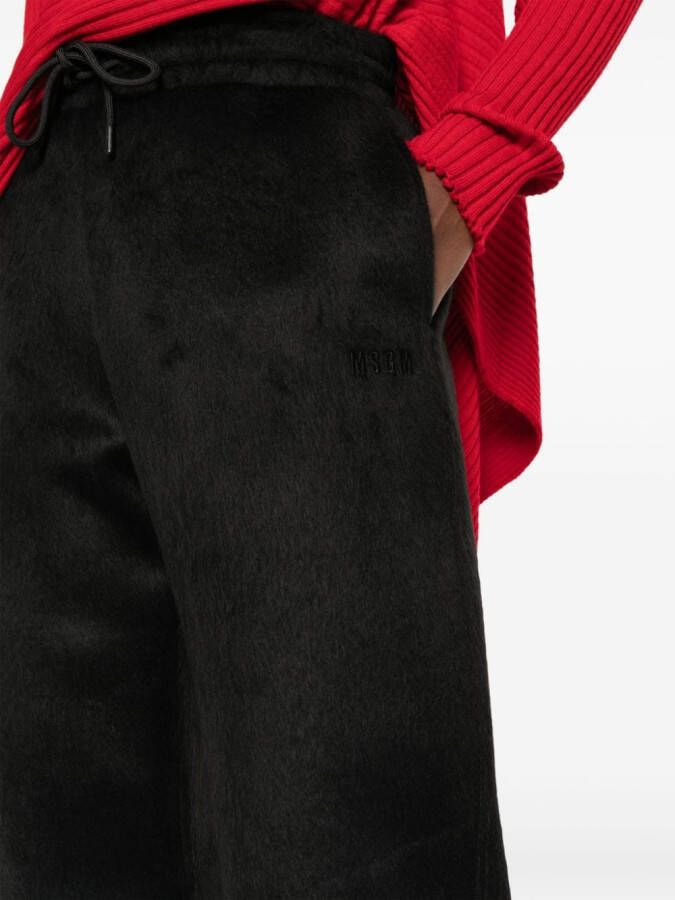 MSGM Broek met geborduurd logo Zwart