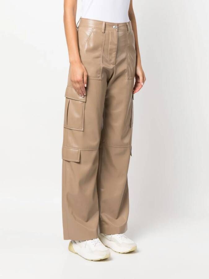 MSGM Broek van imitatieleer Beige
