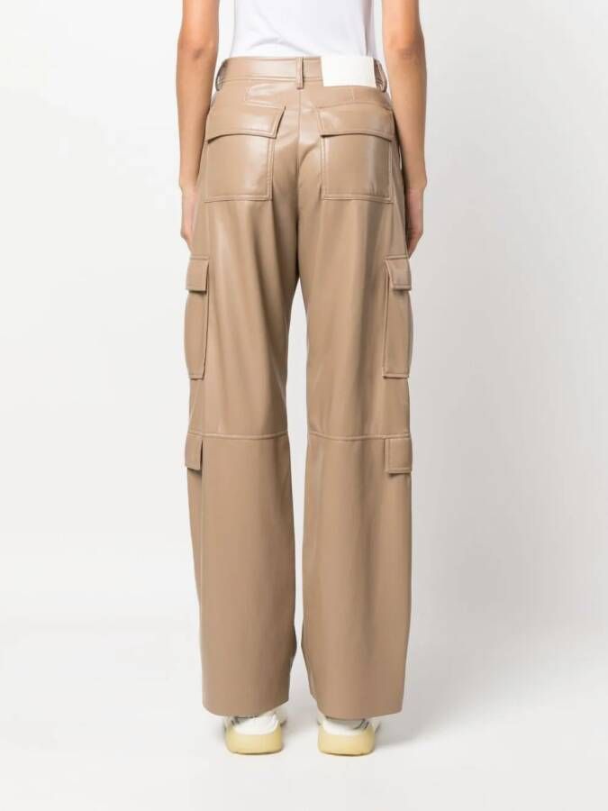 MSGM Broek van imitatieleer Beige